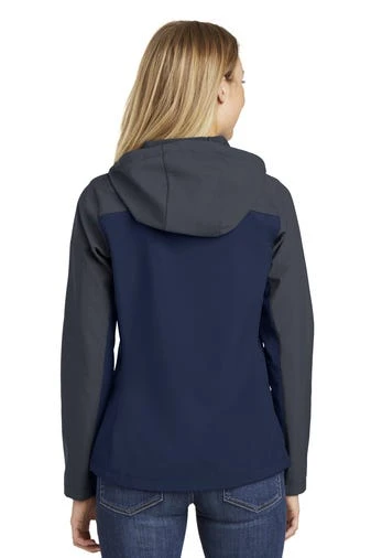 Port Authority Jackets: Women's L335 NVYGRY Dress Blue Navy Battleship Grey Hooded Core Soft Shell Jacket 4 Port Authority Jackets: Women's L335 NVYGRY Dress Blue Navy Battleship Grey Hooded Core Soft Shell Jacket - Image 4