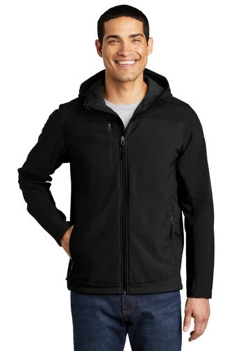 Port Authority Jackets: Men's J335 BLK Black Hooded Core Soft Shell Jacket 1 Port Authority Jackets: Men's J335 BLK Black Hooded Core Soft Shell Jacket