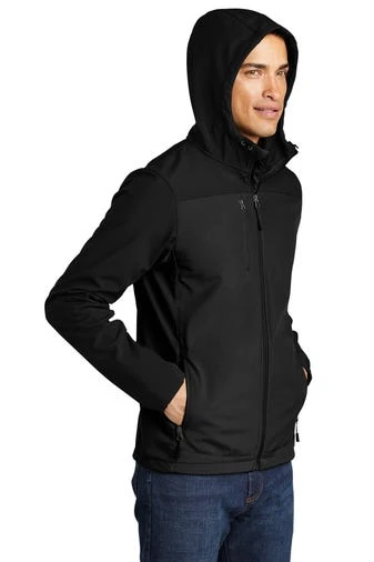 Port Authority Jackets: Men's J335 BLK Black Hooded Core Soft Shell Jacket 3 Port Authority Jackets: Men's J335 BLK Black Hooded Core Soft Shell Jacket - Image 3