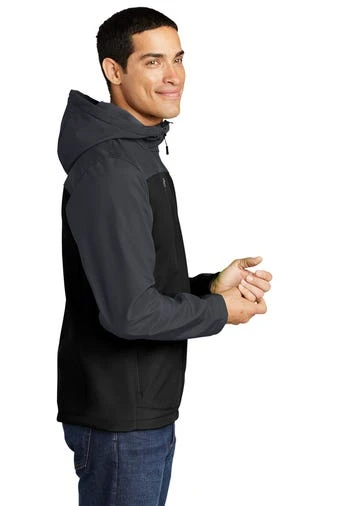 Port Authority Jackets: Men's J335 GRY Black Battleship Grey Hooded Core Soft Shell Jacket 3 Port Authority Jackets: Men's J335 GRY Black Battleship Grey Hooded Core Soft Shell Jacket - Image 3