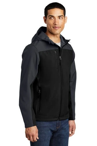 Port Authority Jackets: Men's J335 GRY Black Battleship Grey Hooded Core Soft Shell Jacket 2 Port Authority Jackets: Men's J335 GRY Black Battleship Grey Hooded Core Soft Shell Jacket - Image 2