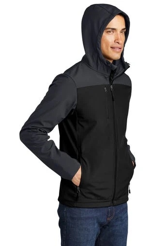 Port Authority Jackets: Men's J335 GRY Black Battleship Grey Hooded Core Soft Shell Jacket 4 Port Authority Jackets: Men's J335 GRY Black Battleship Grey Hooded Core Soft Shell Jacket - Image 4