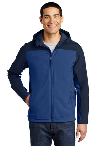 Port Authority Jackets: Men's J335 NVYBLU Night Sky Blue/ Dress Blue Navy Hooded Core Soft Shell Jacket 1 Port Authority Jackets: Men's J335 NVYBLU Night Sky Blue/ Dress Blue Navy Hooded Core Soft Shell Jacket