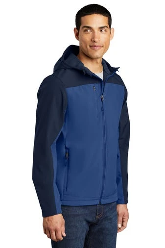 Port Authority Jackets: Men's J335 NVYBLU Night Sky Blue/ Dress Blue Navy Hooded Core Soft Shell Jacket 2 Port Authority Jackets: Men's J335 NVYBLU Night Sky Blue/ Dress Blue Navy Hooded Core Soft Shell Jacket - Image 2