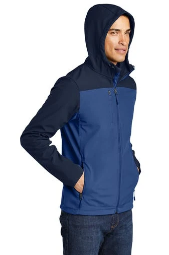 Port Authority Jackets: Men's J335 NVYBLU Night Sky Blue/ Dress Blue Navy Hooded Core Soft Shell Jacket 3 Port Authority Jackets: Men's J335 NVYBLU Night Sky Blue/ Dress Blue Navy Hooded Core Soft Shell Jacket - Image 3