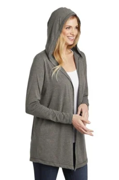 District Cardigans: Women's DT156 GYFST Grey Frost Perfect Tri Hooded Cardigan -Eagle Shop 9206 greyfrost 4 dt156greyfrostmodelhood 337w