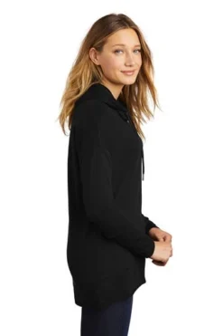 District Sweatshirts: Women's DT671 BLK Black Featherweight French Terry Hoodie -Eagle Shop 9748 black 3 dt671blackmodelside 337w