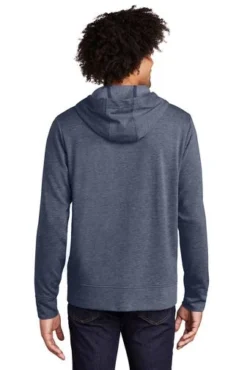Sport-Tek Jackets: Men's ST293 TNVH True Navy Heather PosiCharge Tri-Blend Wicking Fleece Full-Zip Hooded Jacket -Eagle Shop 9760 truenavyhthr 2 st293truenavyhthrmodelback 337w