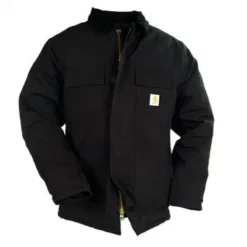 Carhartt Coats: Men's Black C003 BLK Arctic Quilt Lined Traditional Duck Coat