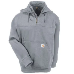 Carhartt Sweatshirts: Men's Heather Grey 100617 034 Rain Defender Hooded Sweatshirt -Eagle Shop carhartt 100617 472 htr f 01