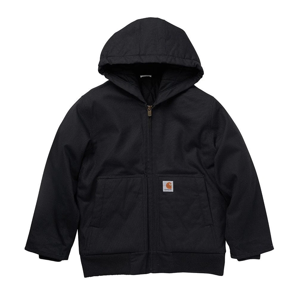 Carhartt Jackets: Boys' CP8545 BLK Black Cotton Canvas Lined Jacket 1 Carhartt Jackets: Boys' CP8545 BLK Black Cotton Canvas Lined Jacket