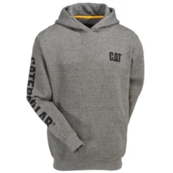 CAT Apparel Sweatshirts: Men's 1910709 004 Grey Hooded Trademark Banner Sweatshirt 7 CAT Apparel Sweatshirts: Men's 1910709 004 Grey Hooded Trademark Banner Sweatshirt -Eagle Shop cat 1910709 004 f 01