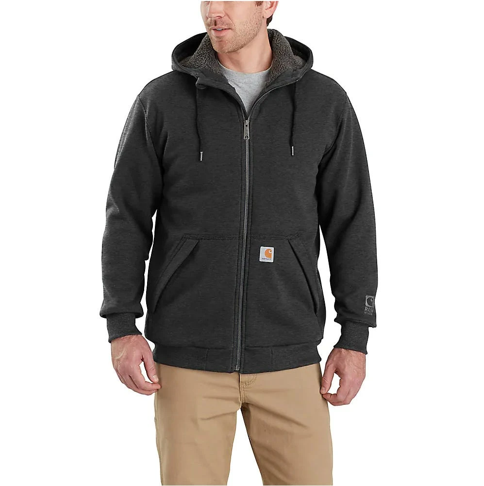 Carhartt Sweatshirt: Men's 103308 026 Carbon Heather Rain Defender Sherpa-Lined Full-Zip Sweatshirt 1 Carhartt Sweatshirt: Men's 103308 026 Carbon Heather Rain Defender Sherpa-Lined Full-Zip Sweatshirt