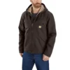 Carhartt Jackets: Men's 104392 DKB Dark Brown Relaxed Fit Washed Duck Sherpa-Lined Jacket