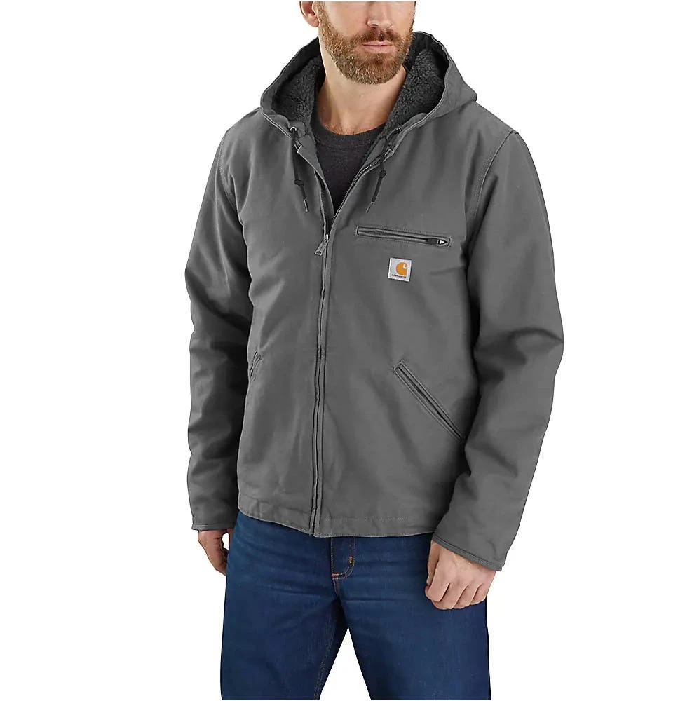 Carhartt Jackets: Men's 104392 GVL Gravel Relaxed Fit Washed Duck Sherpa-Lined Jacket 1 Carhartt Jackets: Men's 104392 GVL Gravel Relaxed Fit Washed Duck Sherpa-Lined Jacket