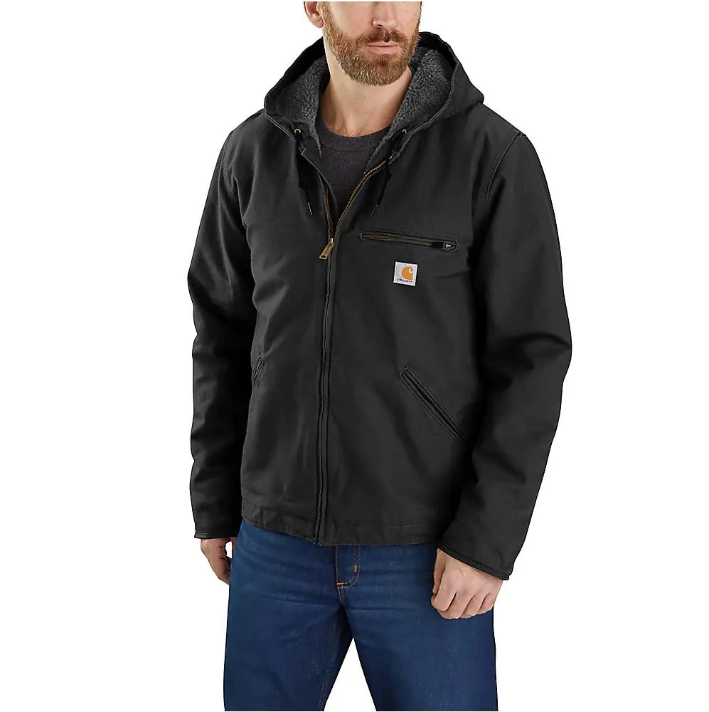 Carhartt Jackets: Men's 104392 BLK Black Relaxed Fit Washed Duck Sherpa-Lined Jacket 1 Carhartt Jackets: Men's 104392 BLK Black Relaxed Fit Washed Duck Sherpa-Lined Jacket