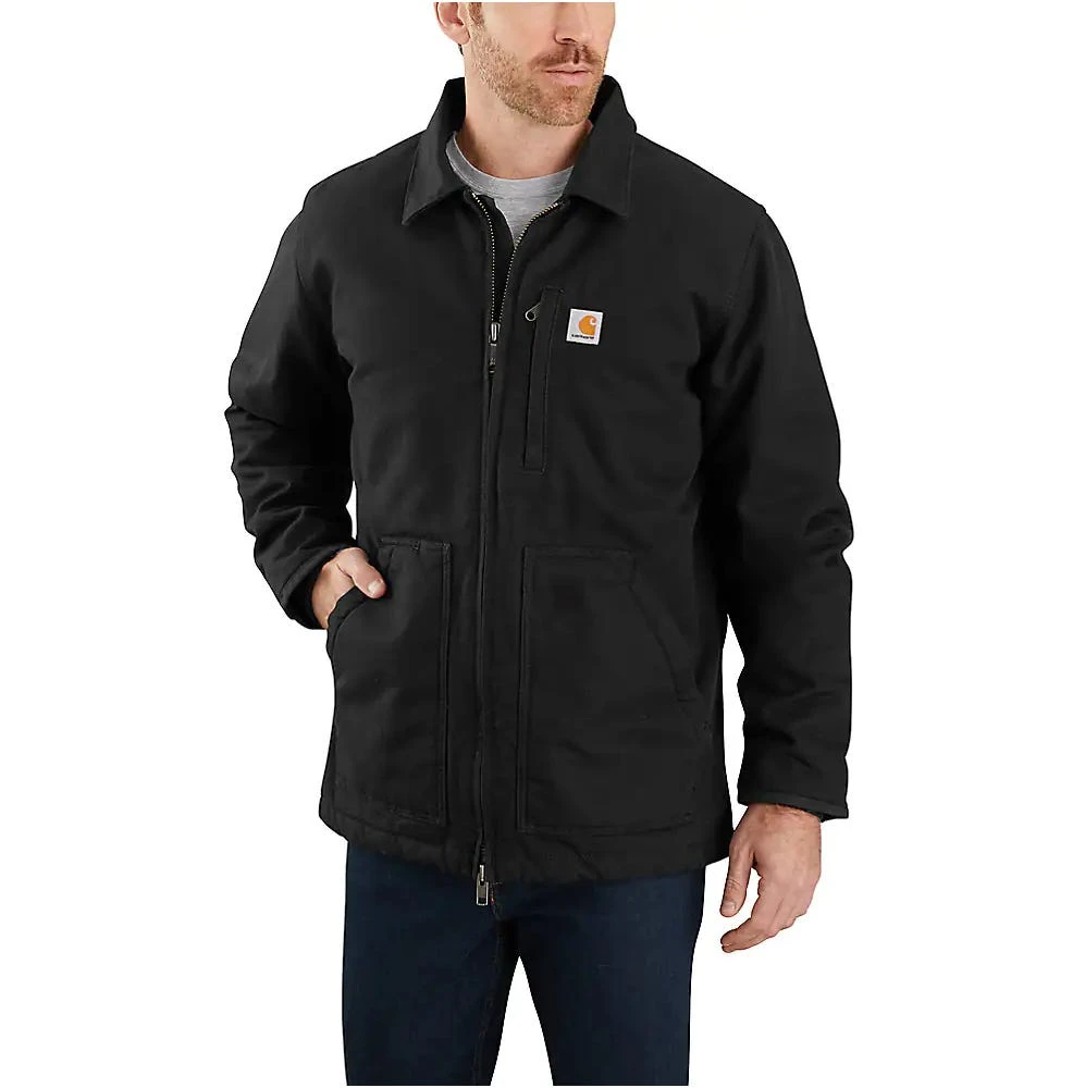 Carhartt Coats: Men's 104293 BLK Black Loose Fit Washed Duck Sherpa-Lined Coat 1 Carhartt Coats: Men's 104293 BLK Black Loose Fit Washed Duck Sherpa-Lined Coat