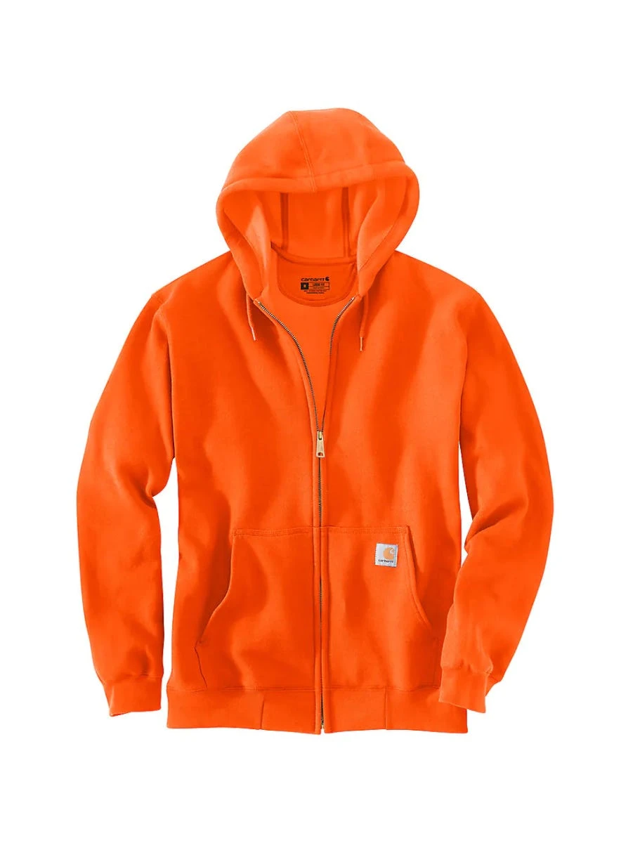 Carhartt Sweatshirts: Men's K122 BOG Brite Orange Midweight Hooded Front Zip Sweatshirt 1 Carhartt Sweatshirts: Men's K122 BOG Brite Orange Midweight Hooded Front Zip Sweatshirt