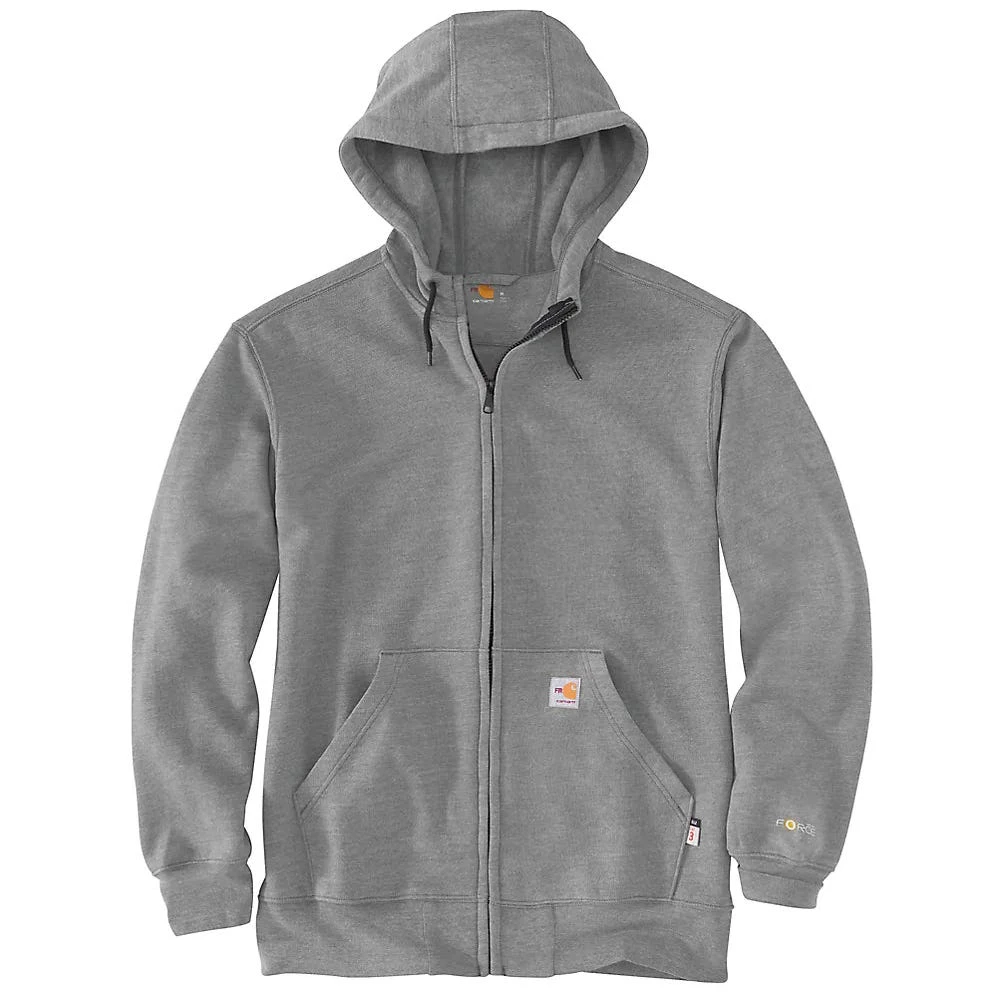 Carhartt Force Sweatshirts: Men's 104982 020 Granite Heather Flame Resistant Hooded Zip Front Sweatshirt 1 Carhartt Force Sweatshirts: Men's 104982 020 Granite Heather Flame Resistant Hooded Zip Front Sweatshirt