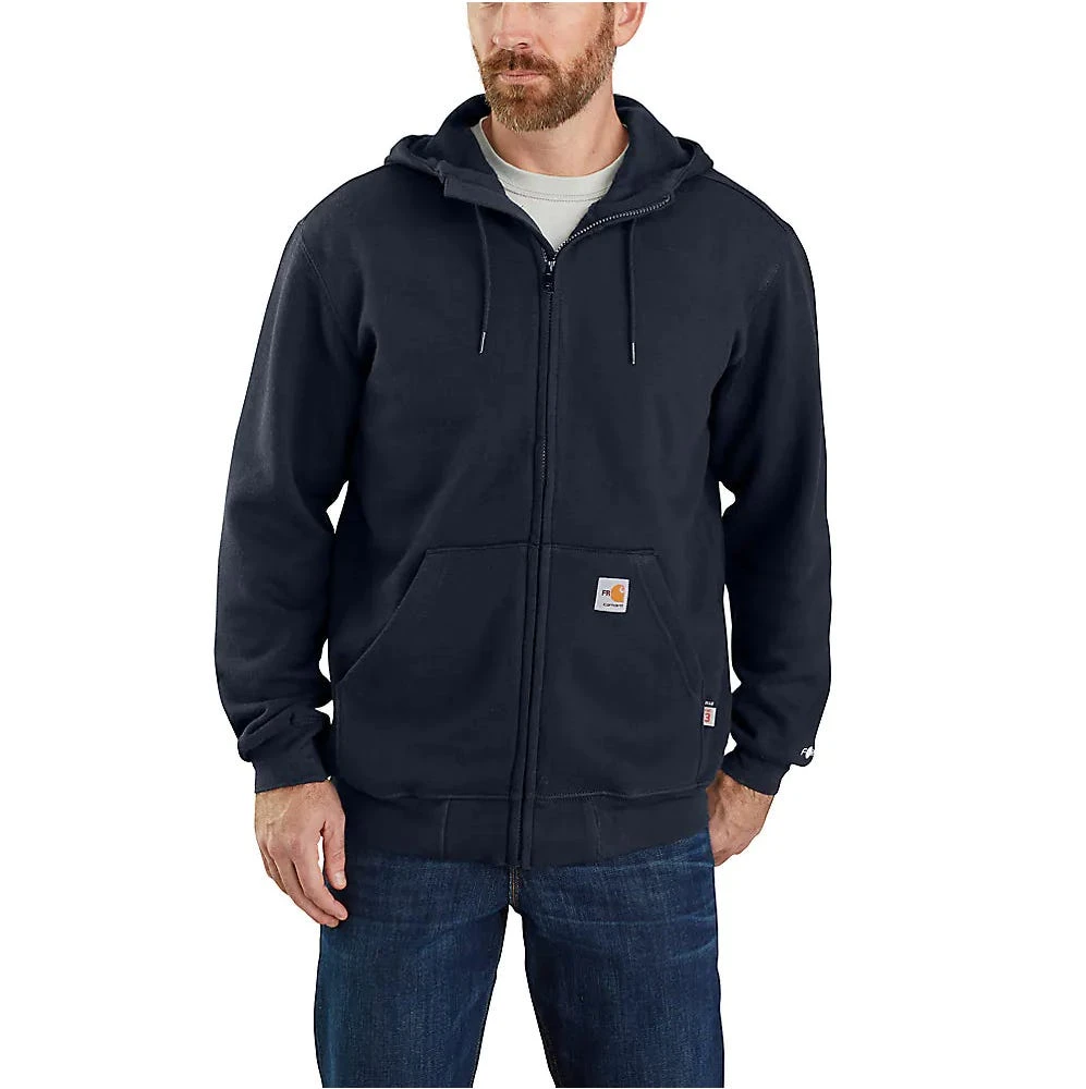 Carhartt Force Sweatshirts: Men's 104982 I26 Navy Flame Resistant Hooded Zip Front Sweatshirt 1 Carhartt Force Sweatshirts: Men's 104982 I26 Navy Flame Resistant Hooded Zip Front Sweatshirt