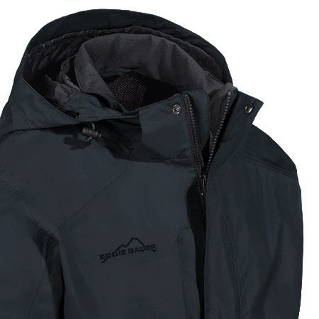 Eddie Bauer Jackets: Men's EB550 BLK Waterproof Black Hooded Rain Jacket 2 Eddie Bauer Jackets: Men's EB550 BLK Waterproof Black Hooded Rain Jacket - Image 2