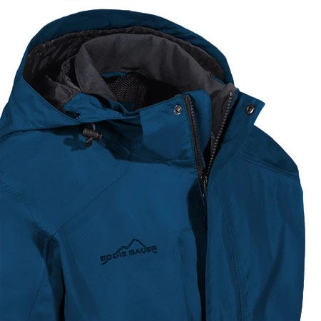Eddie Bauer Jackets: Men's Blue EB550 DPS Waterproof Hooded Lined Rain Jacket 2 Eddie Bauer Jackets: Men's Blue EB550 DPS Waterproof Hooded Lined Rain Jacket - Image 2