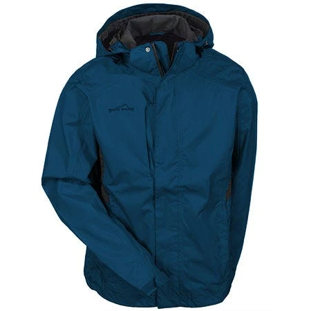 Eddie Bauer Jackets: Men's Blue EB550 DPS Waterproof Hooded Lined Rain Jacket 3 Eddie Bauer Jackets: Men's Blue EB550 DPS Waterproof Hooded Lined Rain Jacket - Image 3