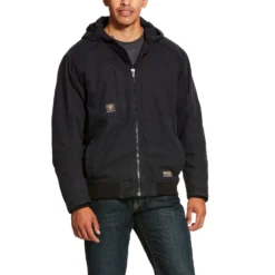 Ariat Rebar Jackets: Men's 10027852 Black Rebar Washed Insulated DuraCanvas Jacket