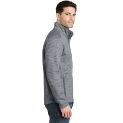 Port Authority Jacket: Men's F231 GRY Grey Digi Stripe Fleece Jacket -Eagle Shop f231 grey model side 042015