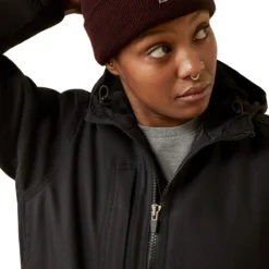 Ariat Rebar Jackets: Women's 10046558 Black Rebar DuraCanvas Insulated Jacket -Eagle Shop f23 wms work 10046558 detail01