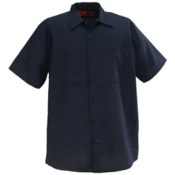 Red Kap Shirts: Men's SP24 NV Navy Industrial Short-Sleeve Work Shirt