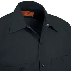 Red Kap Shirts: Men's SP24 BK Black Industrial Short-Sleeve Poplin Work Shirt