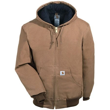 Carhartt Jackets: Men's J140 BRN Brown Flannel Lined USA Made Hooded Active Jacket 3 Carhartt Jackets: Men's J140 BRN Brown Flannel Lined USA Made Hooded Active Jacket - Image 3