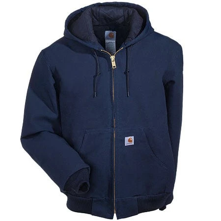 Carhartt Jackets: Men's J140 DNY Navy Hooded USA Made Flannel Lined Active Jacket 3 Carhartt Jackets: Men's J140 DNY Navy Hooded USA Made Flannel Lined Active Jacket - Image 3
