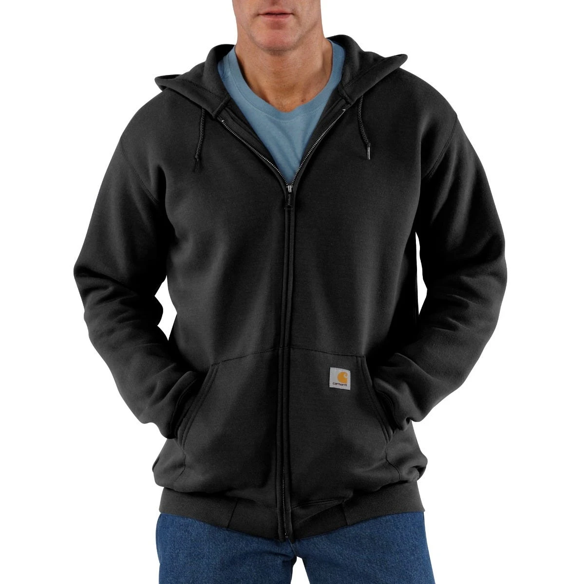 Carhartt Sweatshirts: Men's K122 BLK Black Midweight Hooded Front Zip Sweatshirt 1 Carhartt Sweatshirts: Men's K122 BLK Black Midweight Hooded Front Zip Sweatshirt