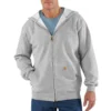 Carhartt Sweatshirts: Men's K122 HGY Heather Grey Midweight Hooded Front Zip Sweatshirt