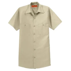 Red Kap Shirt: Men's SP24LT Light Tan Short Sleeve Industrial Work Shirt 10 Red Kap Shirt: Men's SP24LT Light Tan Short Sleeve Industrial Work Shirt -Eagle Shop sp24 lighttan flat front