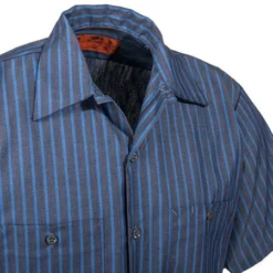 Red Kap Shirts: Men's SP24 EX Industrial Blue Striped Work Shirt