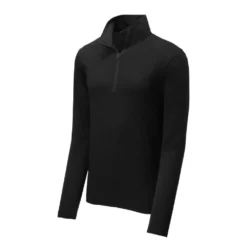 Sport-Tek Pullover: Men's ST407BLK Black Triad Solid PosiCharge Tri-Blend Wicking 1/4-Zip Pullover 10 Sport-Tek Pullover: Men's ST407BLK Black Triad Solid PosiCharge Tri-Blend Wicking 1/4-Zip Pullover -Eagle Shop st407 blacktriadsolid form front