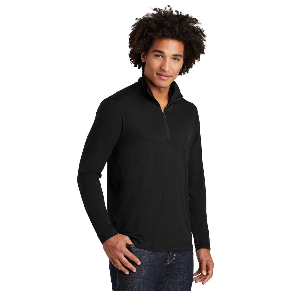 Sport-Tek Pullover: Men's ST407BLK Black Triad Solid PosiCharge Tri-Blend Wicking 1/4-Zip Pullover 1 Sport-Tek Pullover: Men's ST407BLK Black Triad Solid PosiCharge Tri-Blend Wicking 1/4-Zip Pullover