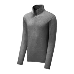 Sport-Tek Pullover: Men's ST407DGH Dark Grey Heather Triad Solid PosiCharge Tri-Blend Wicking 1/4-Zip Pullover 10 Sport-Tek Pullover: Men's ST407DGH Dark Grey Heather Triad Solid PosiCharge Tri-Blend Wicking 1/4-Zip Pullover -Eagle Shop st407 darkgreyheather form front