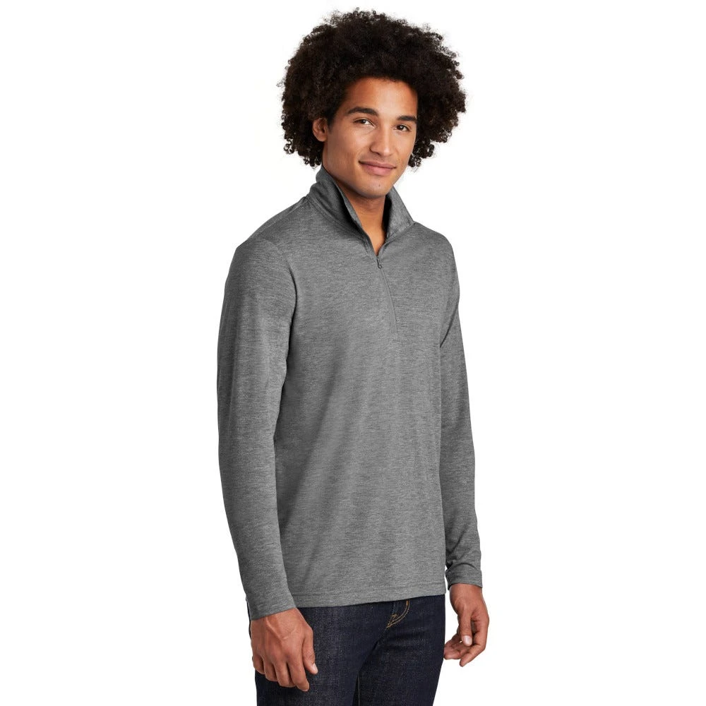 Sport-Tek Pullover: Men's ST407DGH Dark Grey Heather Triad Solid PosiCharge Tri-Blend Wicking 1/4-Zip Pullover 1 Sport-Tek Pullover: Men's ST407DGH Dark Grey Heather Triad Solid PosiCharge Tri-Blend Wicking 1/4-Zip Pullover