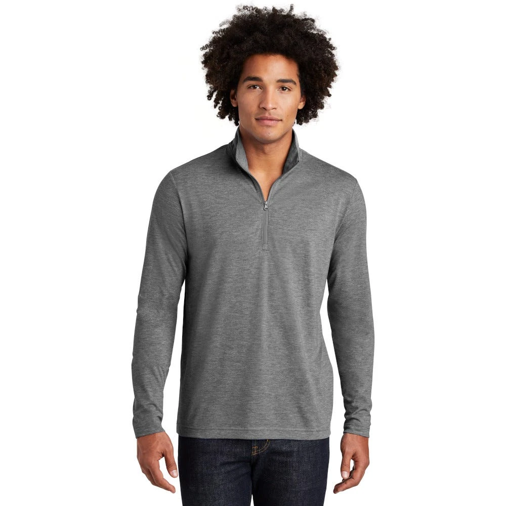 Sport-Tek Pullover: Men's ST407DGH Dark Grey Heather Triad Solid PosiCharge Tri-Blend Wicking 1/4-Zip Pullover 3 Sport-Tek Pullover: Men's ST407DGH Dark Grey Heather Triad Solid PosiCharge Tri-Blend Wicking 1/4-Zip Pullover - Image 3