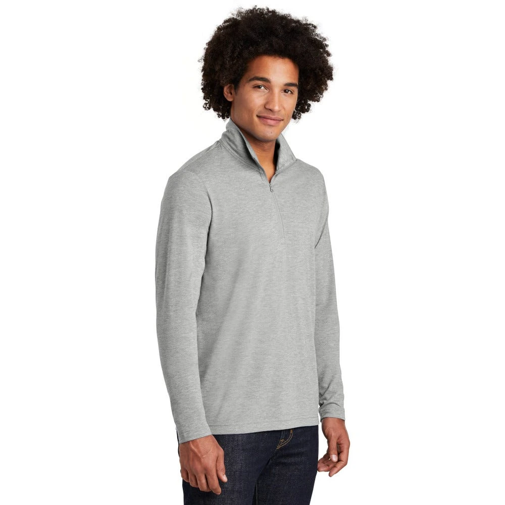 Sport-Tek Pullover: Men's ST407LGH Light Grey Heather Solid PosiCharge Tri-Blend Wicking 1/4-Zip Pullover 1 Sport-Tek Pullover: Men's ST407LGH Light Grey Heather Solid PosiCharge Tri-Blend Wicking 1/4-Zip Pullover