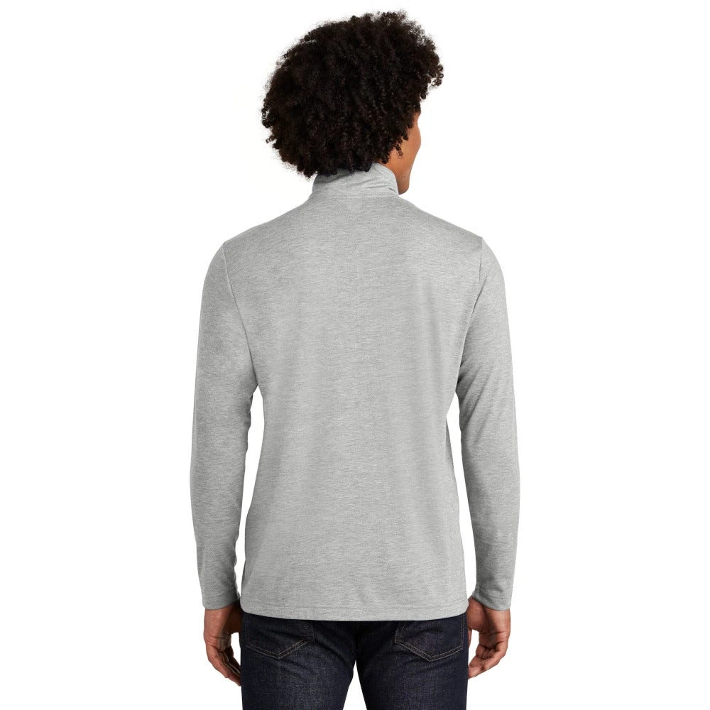 Sport-Tek Pullover: Men's ST407LGH Light Grey Heather Solid PosiCharge Tri-Blend Wicking 1/4-Zip Pullover 2 Sport-Tek Pullover: Men's ST407LGH Light Grey Heather Solid PosiCharge Tri-Blend Wicking 1/4-Zip Pullover - Image 2