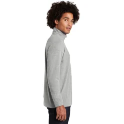 Sport-Tek Pullover: Men's ST407LGH Light Grey Heather Solid PosiCharge Tri-Blend Wicking 1/4-Zip Pullover 9 Sport-Tek Pullover: Men's ST407LGH Light Grey Heather Solid PosiCharge Tri-Blend Wicking 1/4-Zip Pullover -Eagle Shop st407 lightgreyheather model side 012019